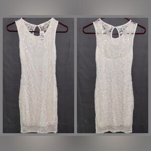 Cesem USA Womens S Ivory White Sleeveless Knee-Length Lined Lace Dress NWT
